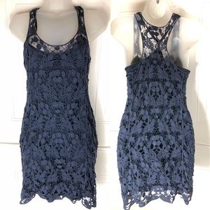 🦋 Lauren Conrad Crochet Blue Strap Dress 🦋
